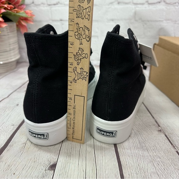 NWT superga 2708 black white platform high top sz 9 streetwear classic womens - Picture 4 of 10
